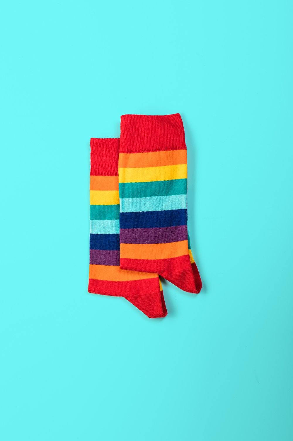 Crew-Length Rainbow Striped Socks - Body and I