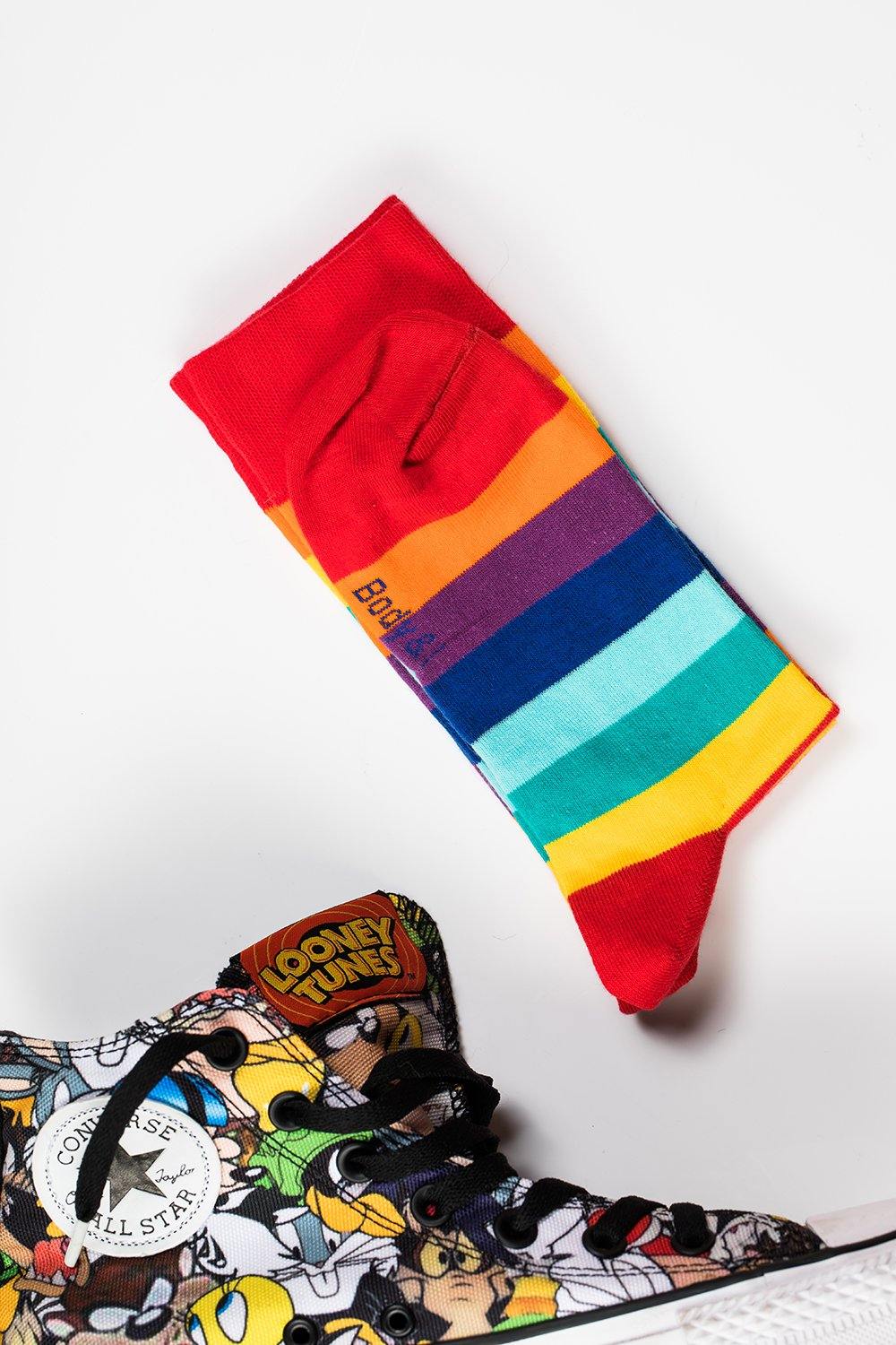 Crew-Length Rainbow Striped Socks - Body and I