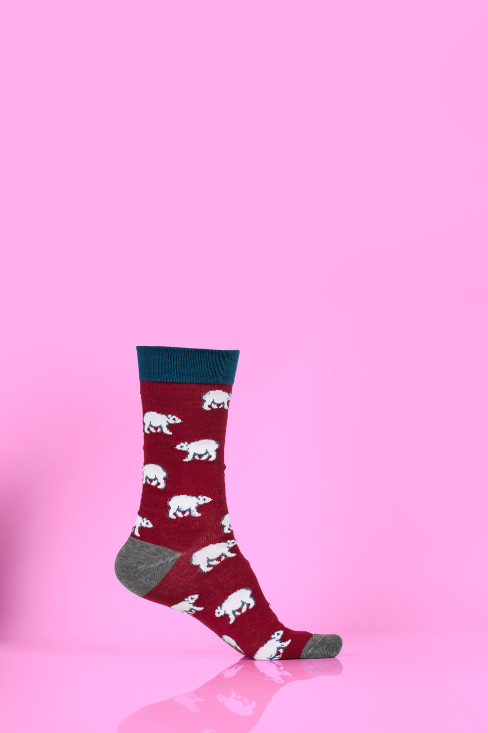 socks in red, blue and white colour with bear picture on it