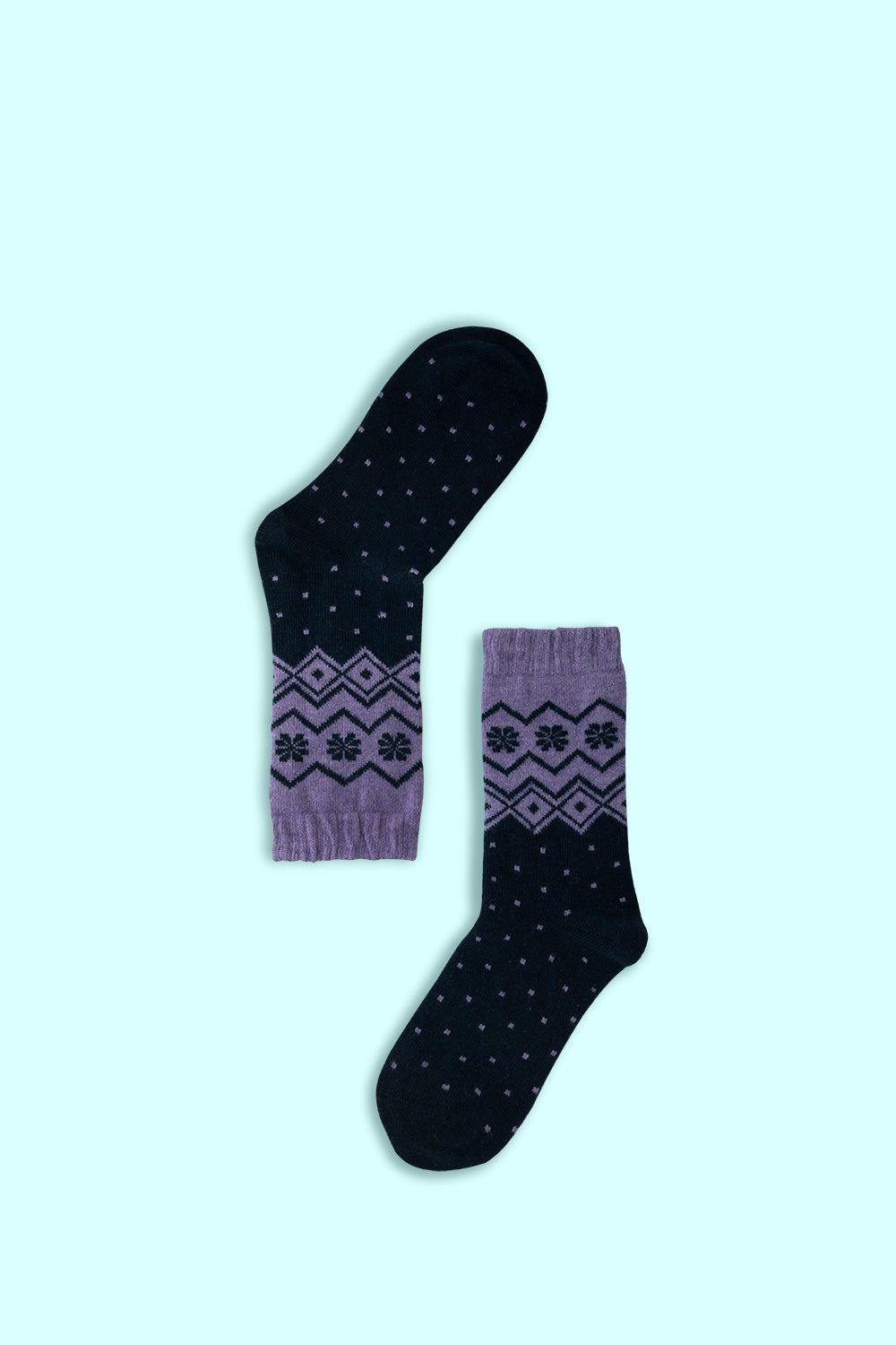 Woollen Snowflakes Purple Socks