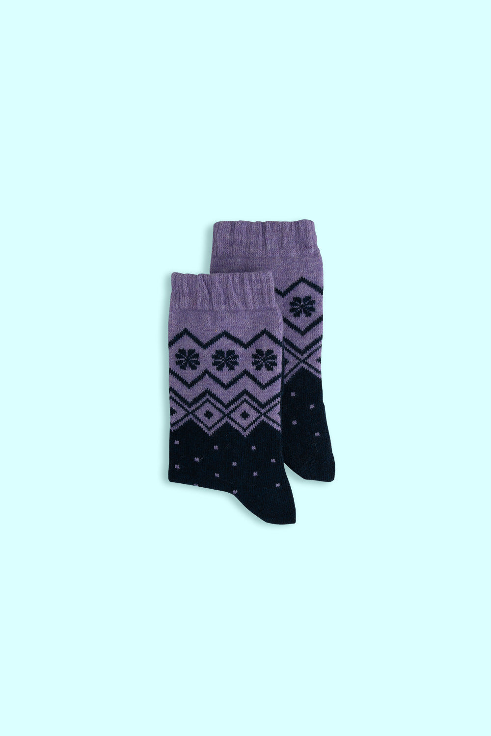 Woollen Snowflakes Purple Socks