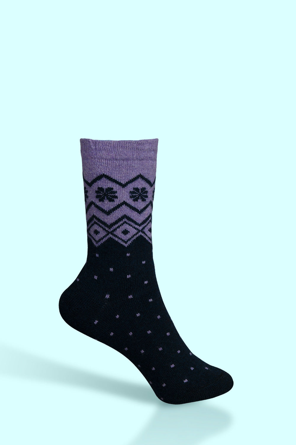 Woollen Snowflakes Purple Socks